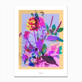 Statice 3 Neon Flower Collage Poster Canvas Print