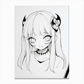 Anime Girl With Horns Canvas Print