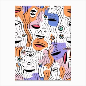 Wavy Lines Abstract Face Illustration 2 Canvas Print