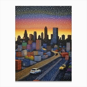 Tacoma Museum District Pointillism 13 Canvas Print