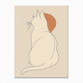 Cat Sitting - Boho, Line Art 5 Canvas Print