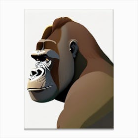 Side Profile Of A Gorilla, Gorillas Scandi Cartoon Canvas Print
