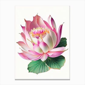 Pink Lotus Decoupage 6 Canvas Print