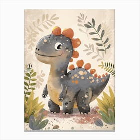 Cute Ankylosaurus Dinosaur Watercolour 1 Canvas Print