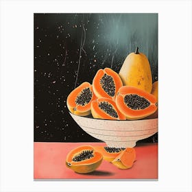 Art Deco Papaya Still Life Canvas Print