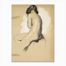 Nude Sitting On A Stool Canvas Print