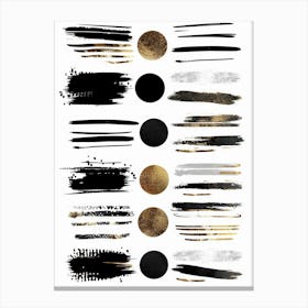 Black And Gold Brush Strokes 34 Canvas Print