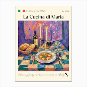 La Cucina Di Maria Trattoria Italian Poster Food Kitchen Canvas Print