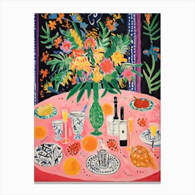 Christmas Dinner Party Table Painting In The Style Of Matisse Holidays Canvas Print