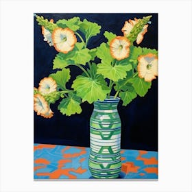 Flowers In A Vase Still Life Painting Hollyhock 4 Canvas Print