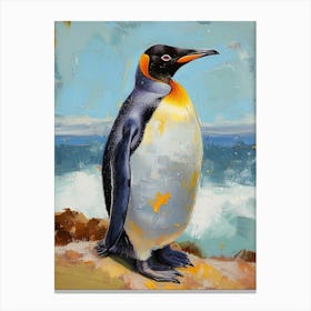 King Penguin Fernandina Island Colour Block Painting 2 Canvas Print