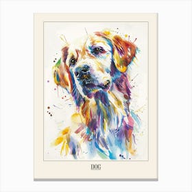 Dog Colourful Watercolour 4 Poster Canvas Print