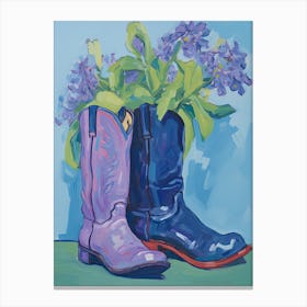 A Painting Of Cowboy Boots With Snapdragon Flowers, Fauvist Style, Still Life 7 Canvas Print