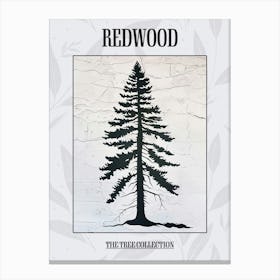 Redwood Tree Simple Geometric Nature Stencil 3 Poster Canvas Print