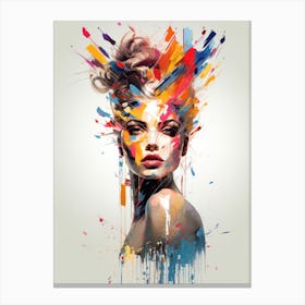 Portrait Of A Woman Splash Color Canvas Print