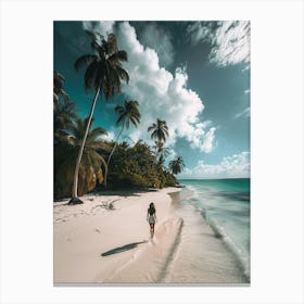 Woman Walking On The Beach Canvas Print