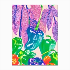 Habanero Pepper Risograph Retro Poster vegetable Canvas Print