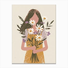 Spring Girl With Purple Flowers 6 Canvas Print