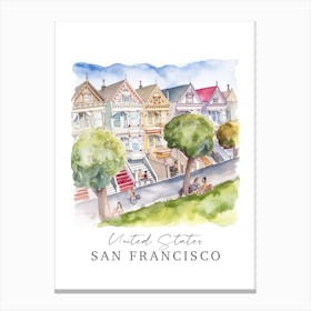 United States San Francisco Storybook 5 Travel Poster Watercolour Canvas Print