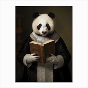 Panda Bear Reading A Book 1 Canvas Print