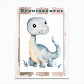 Sweet Brontosaurus Dinosaur Watercolour 1 Poster Canvas Print