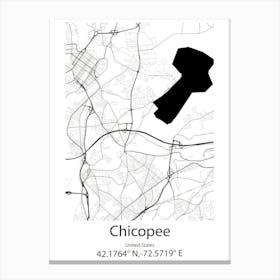 Chicopee,United States Minimalist Map Canvas Print