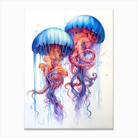 Colourful Jellyfishes Art Canvas Print