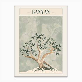 Banyan Tree Minimal Japandi Illustration 3 Poster Canvas Print