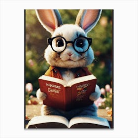 Rabbit Reading A Book 2 Canvas Print