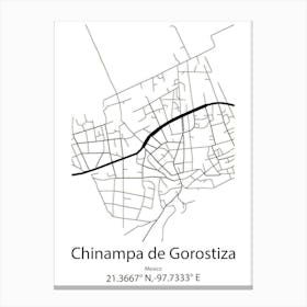 Chinampa De Gorostiza,Mexico Minimalist Map Canvas Print