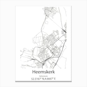 Heemskerk,Netherlands Minimalist Map Canvas Print