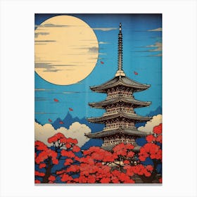 Tokyo Skytree, Japan Vintage Travel Art 4 Canvas Print