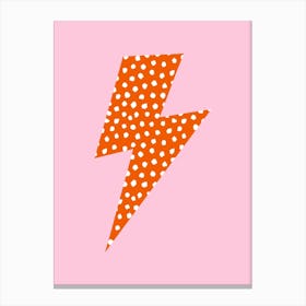 Spotty Orange Lightning Bolt on Pink Canvas Print