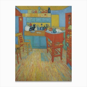 Cozy Midcentury Kitchen with Warm Wood Accents Canvas Print