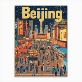 Aihrgdesign A 1970s Inspired Travel Poster For Beijing 3 Canvas Print