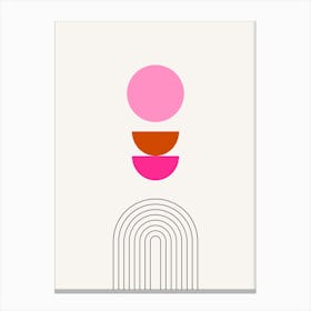 Mid Century Modern | 04 - Sun And Rainbow Pink Canvas Print