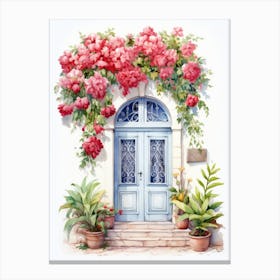 Marseille, France   Mediterranean Doors Watercolour Painting 4 Canvas Print