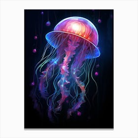 Turritopsis Dohrnii Importal Jellyfish Neon Illustration 8 Canvas Print