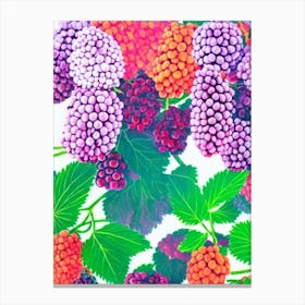 Loganberry Risograph Retro Poster Fruit Canvas Print