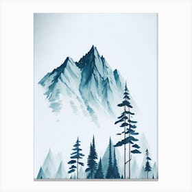 Mountain And Forest In Minimalist Watercolor Vertical Composition 362 Canvas Print