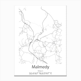 Malmedy,Belgium Minimalist Map Canvas Print