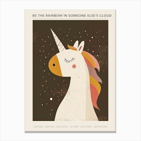 Rainbow Unicorn Muted Pastels 1 Poster Canvas Print