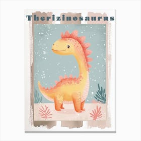 Cute Cartoon Therizinosaurus Dinosaur Watercolour 2 Poster Canvas Print