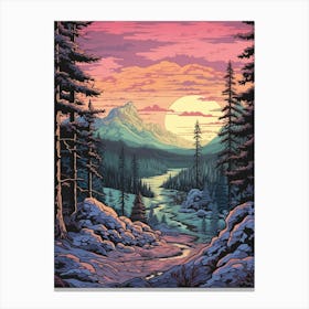 Tundra Landscape Pixel Art 4 Canvas Print