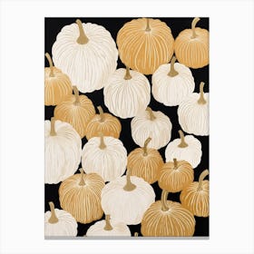 Black White And Gold Pumpkins 5 Canvas Print