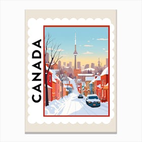 Retro Winter Stamp Poster Toronto Canada Canvas Print