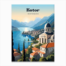 Kotor Montenegro Summer Modern Travel Art Canvas Print