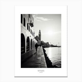 Poster Of Sitges, Spain, Black And White Analogue Photography 3 Canvas Print