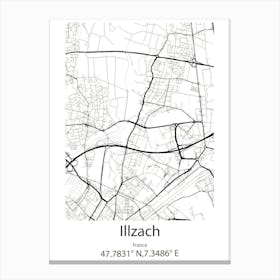 Illzach,France Minimalist Map Canvas Print