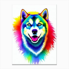 Siberian Husky Rainbow Oil Painting dog Canvas Print
